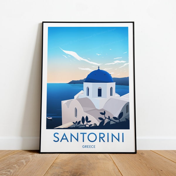 Santorini travel print - Greece, Santorini poster, Wedding gift, Birthday present, Custom Text, Personalised Gift