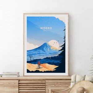 Niseko traditional ski print - Hokkaido, Niseko poster, Wedding gift, Birthday present, Custom Text, Personalised Gift