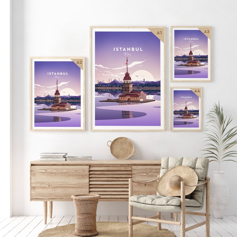 Istanbul traditional travel print Turkey, Custom Text, Personalised Gift image 3