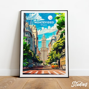 Montevideo traditional travel print - Uruguay, Montevideo Poster, Montevideo artwork, Montevideo poster, Montevideo Uruguay, Custom print