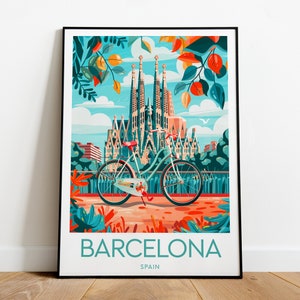 Barcelona travel print - Spain, Sagrada Familia poster, Barcelona poster, Travel prints, Birthday gift, Wedding present