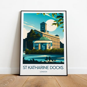 St Katharine Docks travel print - London, St Katharine Docks poster, London print, Wedding gift, Birthday present