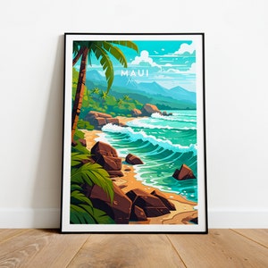 Maui traditional travel print - Hawaii, Hawaii poster , Maui  print, Maui art, wedding gift, birthday poster, Custom Text, Personalised Gift