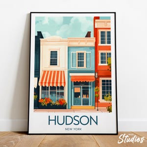 Hudson travel print - New York, Hudson Columbia County Illustration, Hudson print, Hudson poster, Hudson art, Wedding gift, Custom Text