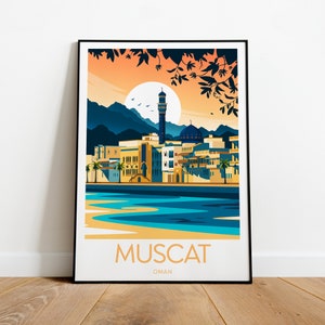 Muscat travel print - Oman, Muscat poster, Muscat print, Wedding gift, Birthday present, Custom Text, Personalised Gift