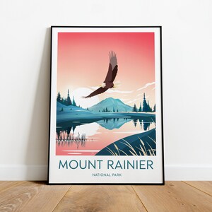 Mount Rainier travel print - National Park, Custom Text, Personalised Gift
