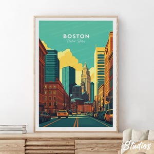Boston traditional travel print - United States, Boston poster, Boston illustration, Boston print, Massachusetts print, Wedding gift