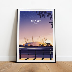 The O2 traditional travel print - London, The O2 poster, London print, Wedding gift, Birthday present, Custom Text, Personalised Gift