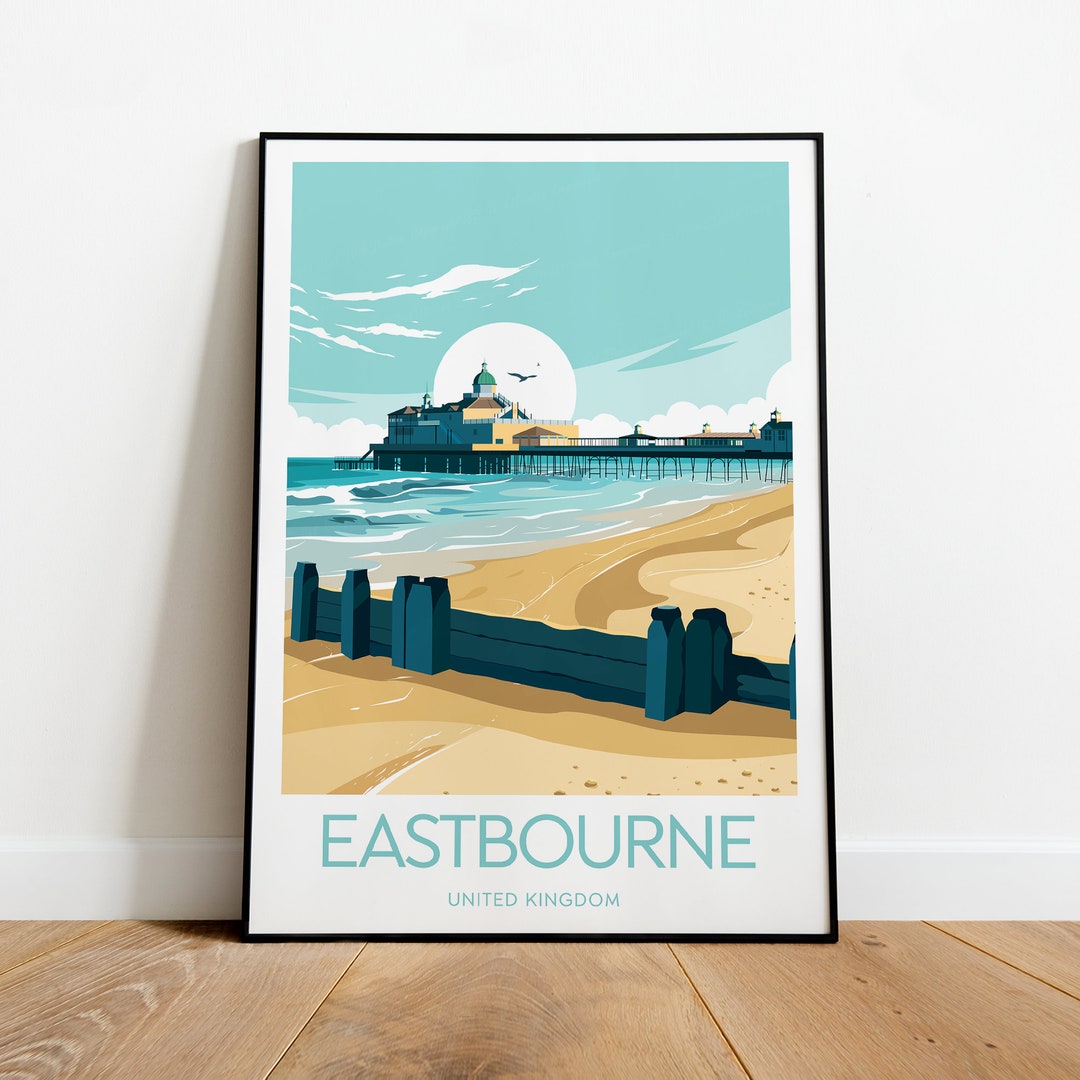 Eastbourne Travel Print UK, Eastbourne Poster, Coastal Artwork