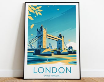 London travel print - United Kingdom, London poster, Tower Bridge, Wedding gift, Birthday present, Custom Text, Personalised Gift