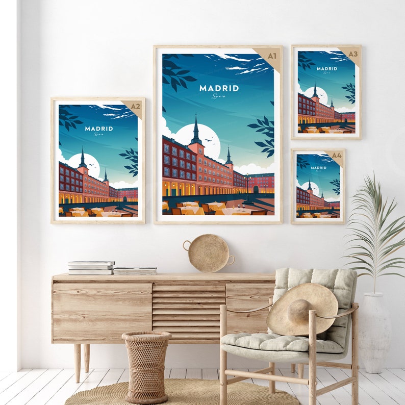 Madrid Travel Print Spain Madrid Poster Madrid Artwork Etsy