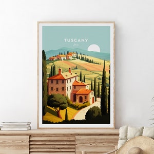 Tuscany Traditional travel print - Italy, Tuscany print, Tuscany poster, Tuscany art, Italy print, Italy travel poster