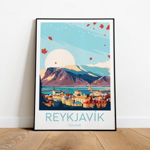 Impression de voyage Reykjavik - Islande, affiche Reykjavík, cadeau de mariage, cadeau d'anniversaire, texte personnalisé, cadeau personnalisé