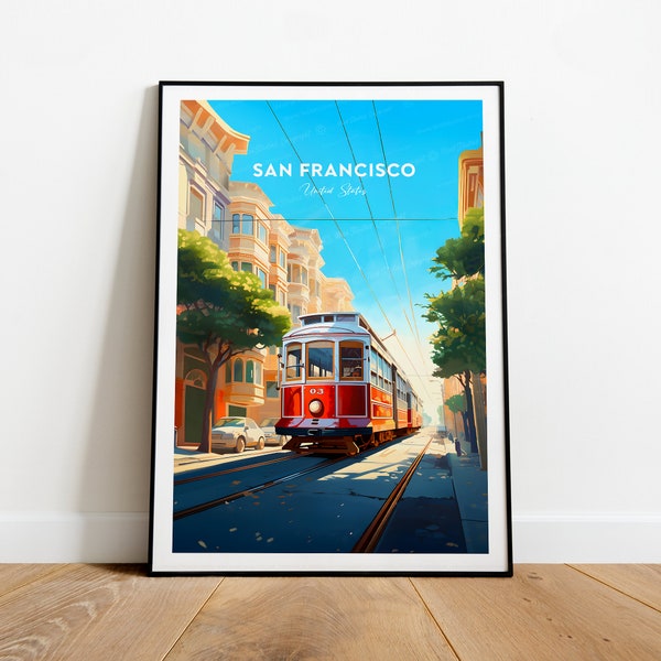 Impresión de viaje tradicional de San Francisco - Puente Golden Gate, impresión de San Francisco, cartel de EE.UU., regalo de boda, texto personalizado, regalo personalizado