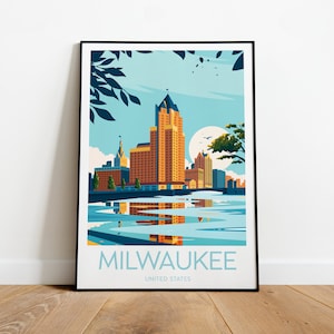 Milwaukee travel print - United States, Wisconsin poster, Wisconsin print, Wedding gift, Birthday present, Custom Text, Personalised Gift