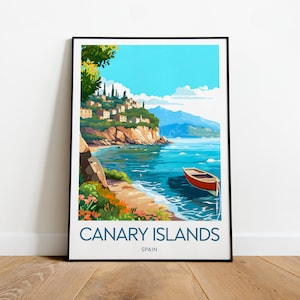 Canary islands travel print - Spain, Canary islands poster, Birthday gift, Wedding present, Custom Text, Personalised Gift