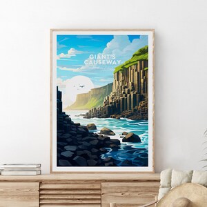 Giant's Causeway traditional travel print - Northern Ireland, Giant's Causeway poster, Travel print, Wall art print, Wedding gift