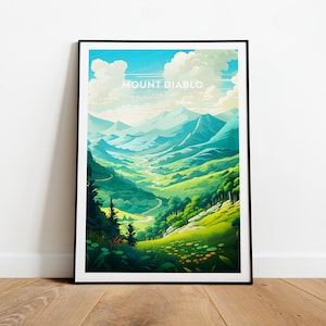Mount Diablo traditional travel print - California, Mount Diablo print, Mount Diablo poster, Wedding gift, Custom Text, Personalised Gift