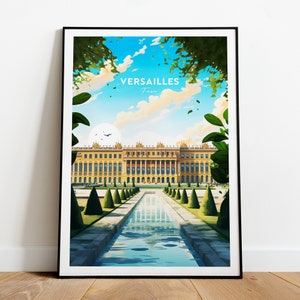 Impresión de viaje tradicional de Versalles - Francia, póster del Palacio de Versalles, Versaillesart, regalo de cumpleaños, regalo de boda, texto personalizado