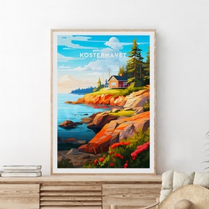 Kosterhavet traditional  travel print - National Park, Sweden print, Kosterhavet  poster, Wedding gift, Birthday present, Custom Text