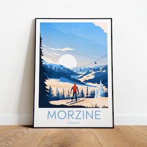 Morzine ski print - France, Morzine poster, Ski poster, Ski resort print, Morzine ski, Wedding gift, birthday present
