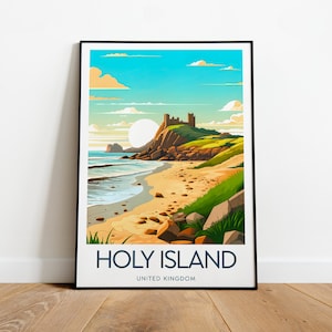 Holy Island travel print - Uk, Northumberland poster, Holy Island, Travel prints, Wedding gift, Birthday present