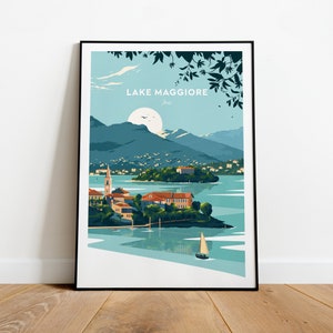 Lake Maggiore traditional travel print - Italy, Lake Maggiore print, Lake Maggiore poster, Italy print, Wedding gift