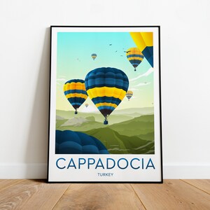 Cappadocia travel print - Turkey - Hot air balloon festival, Cappadocia poster, wedding gift, Custom Text, Personalised Gift