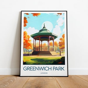 Greenwich park wydruk podróżny - Londyn, Greenwich plakat, Greenwich Londyn wydruk, Prezent ślubny, Prezent urodzinowy, Tekst niestandardowy