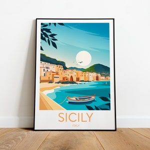 Sicily travel print - Italy, Sicily poster, Custom Text, Personalised Gift