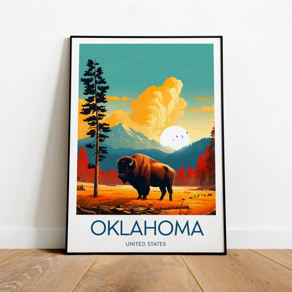 Oklahoma travel print - United States, Oklahoma print, Oklahoma poster, Birthday present, Wedding gift, Custom text