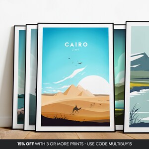 Cairo traditional travel print Egypt, Cairo print, Cairo poster, wall art, birthday gift, wedding present, Custom Text, Personalised Gift image 6