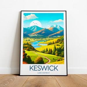 Keswick travel print - Lake District, Lake District print, Keswick poster by NickStudios, Custom Text, Personalised Gift