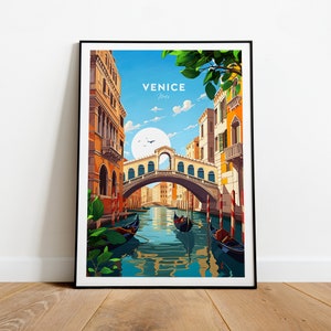 Venice traditional travel print - Italy, Venice poster, Venice artwork, Birthday present, Wedding Gift, Custom Text, Personalised Gift