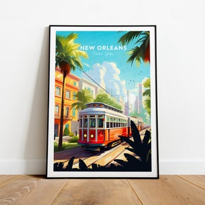 New Orleans traditional travel print - United States,  Louisiana print,  Louisiana poster, Birthday present, Wedding gift, Custom text