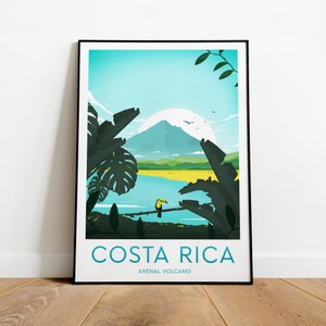 Costa Rica travel print, Costa Rica poster, San José poster, Areanal volcano, Wedding gift, Custom Text, Personalised Gift
