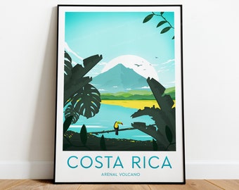 Costa Rica travel print, Costa Rica poster, San José poster, Areanal volcano, Wedding gift, Custom Text, Personalised Gift