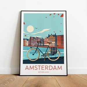 Amsterdam travel print - Netherlands, Amsterdam Poster, Birthday present, Wedding Gift, Custom Text, Personalised Gift