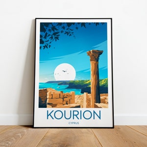 Kourion travel print - Cyprus, Kourion poster, Kourion artwork, Wedding gift, Birthday present, Custom Text, Personalised Gift