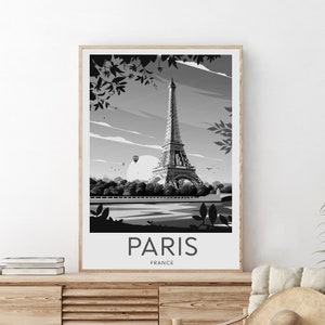 Impresión de viaje a París - Francia, Torre Eiffel, póster de París, impresión de la Torre Eiffel, regalo de boda, blanco y negro, texto personalizado, regalo personalizado