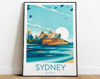 Impression de voyage à Sydney - Australie, impression de Sydney, affiche de Sydney, impression d'Australie, cadeau de mariage, cadeau d'anniversaire