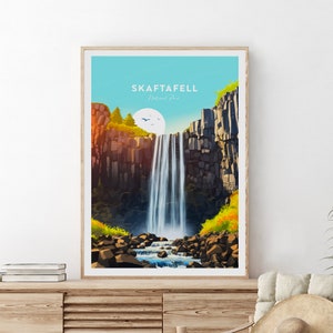 Skaftafell traditional travel print - National Park, Iceland poster, Wedding gift, birthday present, Custom Text, Personalised Gift