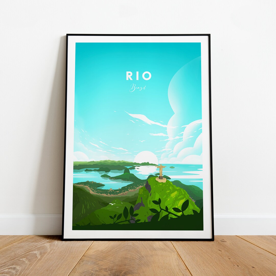 Visit Rio Poster Rio Traditional Travel Print - Brazil, Rio Print, Rio Poster, Brazil ...