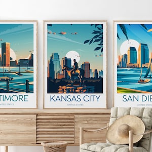 Kansas City travel print - United States, Missouri poster, Wedding gift, birthday present, Custom Text, Personalised Gift
