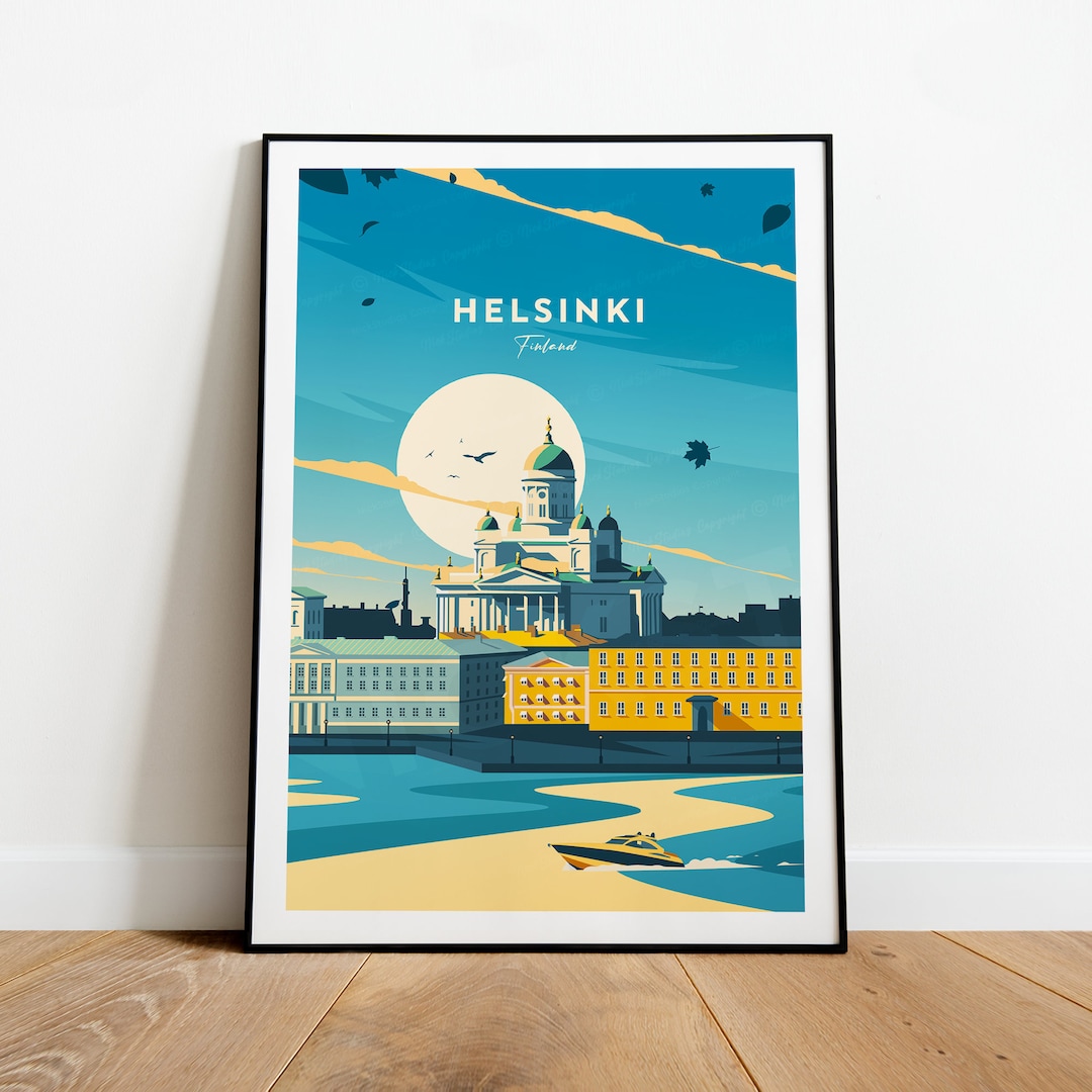 Helsinki Traditional Travel Print Finland, Helsinki Poster, Wedding