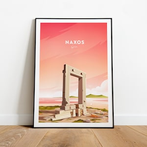 Naxos traditional travel print - Greece, Custom Text, Personalised Gift