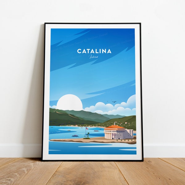 Impresión de viaje tradicional de la Isla Catalina - Santa Catalina, Texto personalizado, Regalo personalizado