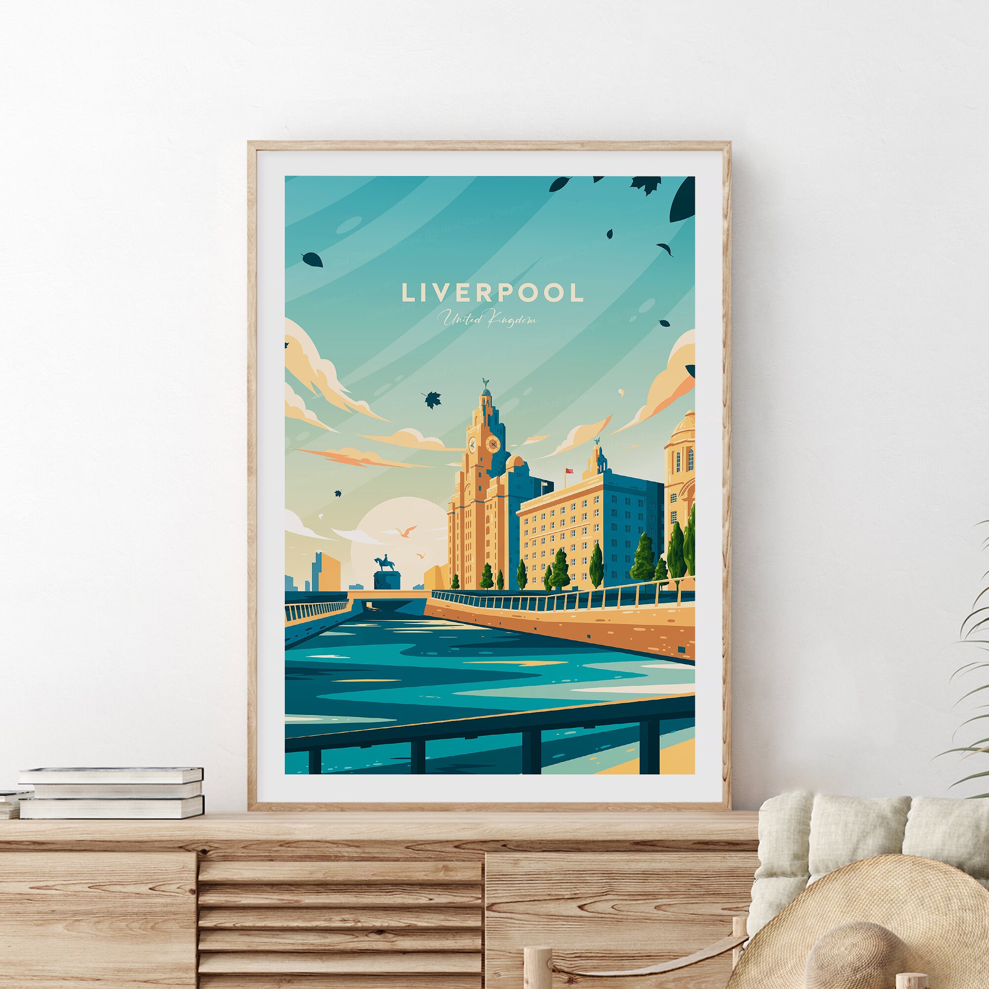 Liverpool Traditional Travel Print United Kingdom Liverpool Etsy
