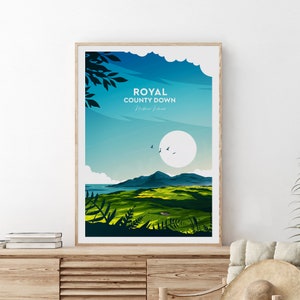 Royal County Down traditional print - Northern Ireland, Golf print, Royal County Down poster, Wedding gift, birthday present