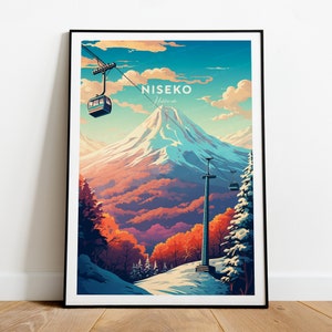 Niseko traditional ski print - Hokkaido, Niseko poster, Wedding gift, Birthday present, Custom Text, Personalised Gift